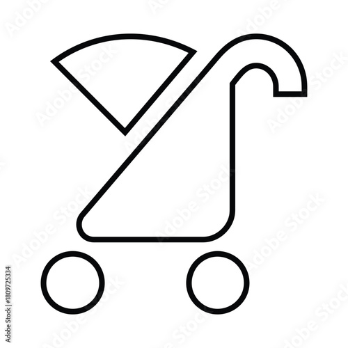 Baby Stroller or Pram Simple Line Icon Outline Vector Illustration