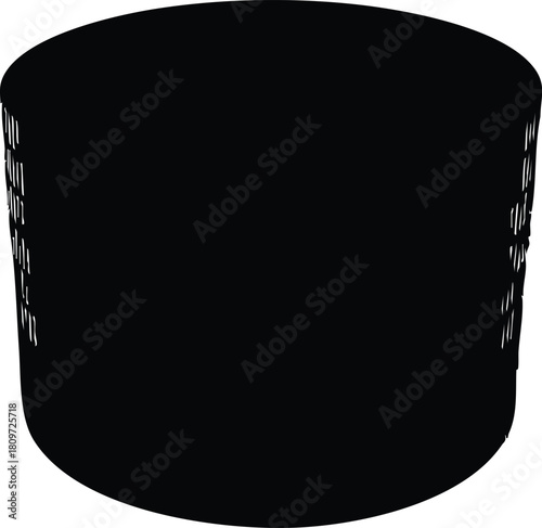Abstract representation of a liquid container black solid form isolated on white backdrop