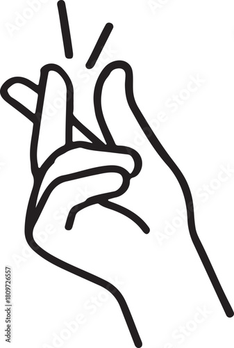 snap of a finger, easy icon, snapping fingers gesture, thin line web symbol vector illustration