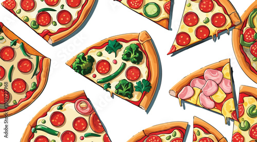 Seamless pattern with hearts cherries and cherry tomatoes design