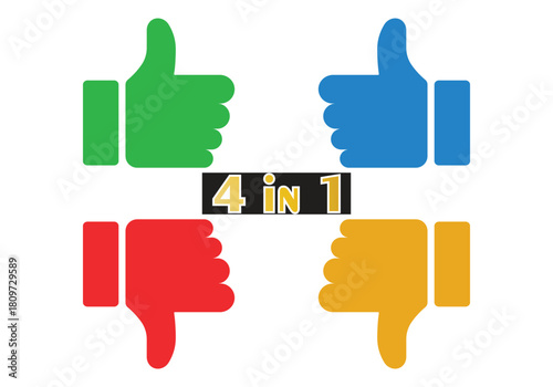 Social Media Reaction Icons Collection, Thumbs Up and Thumbs Down Symbols, Approval Disapproval Rating System Vector