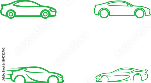 Line Art Car Collection Vector Graphics Auto Designs Sport Coupe Car Design Illustration Automotive Industry Concept Transportation Elements Modern Vehicle Creative Outlines Innovative Automobiles