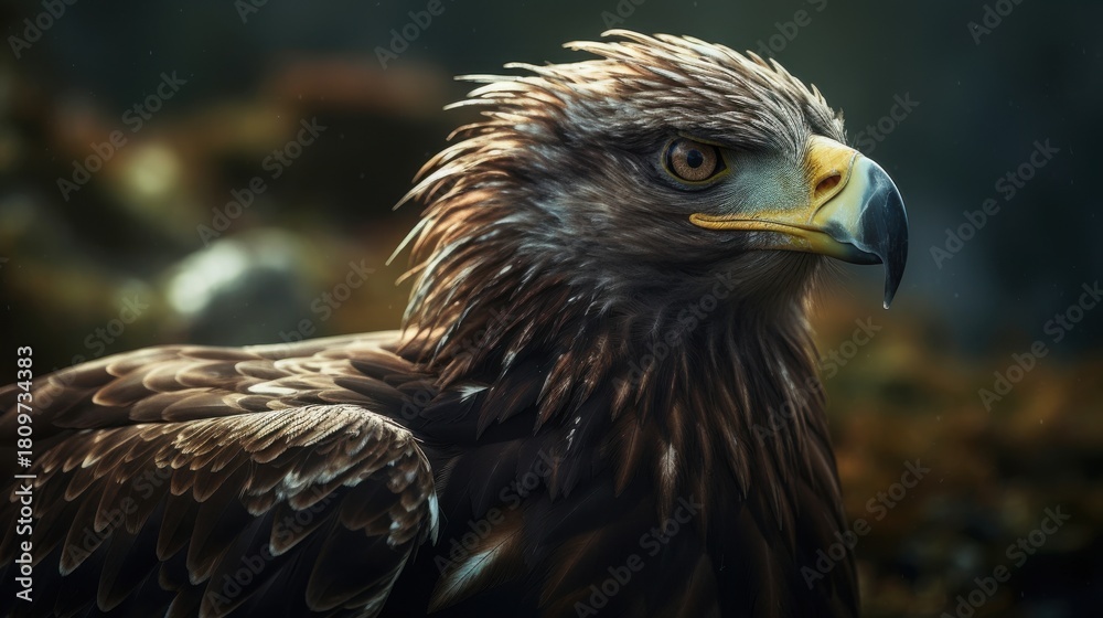 Fototapeta premium Golden eagle close up portrait in natural habitat