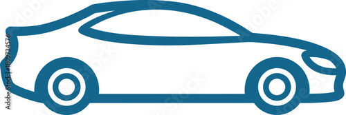 Sleek and Modern Blue Car Outline Vector Illustration for Automotive Industry and Design Projects Offering a Clean and Simple Aesthetic for Branding and Marketing