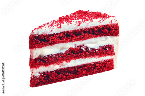 Bright pop art illustration of red velvet cake isolated on transparent background