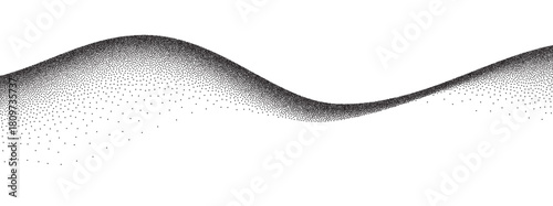 Sand wave spray texture with grain noise. Geometric art lines with wave elements and sand spray. Stipple overlay with monochrome ripple design.