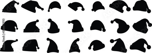 Santa Claus red cup Black vector set of ink splashes and nail silhouettes for nature art, animal design, or cartoon illustration icons