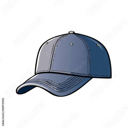 Blue baseball cap with stitched details isolated on white