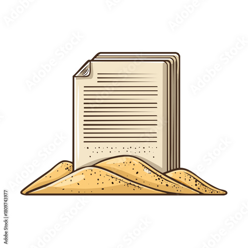 Documents Buried in Sand, Hidden Information and Paperwork Concept