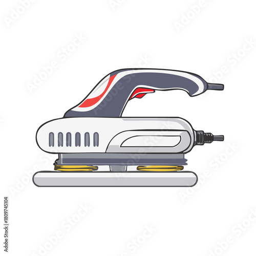 Electric orbital sander power tool illustration for carpentry and home improvement vector graphic