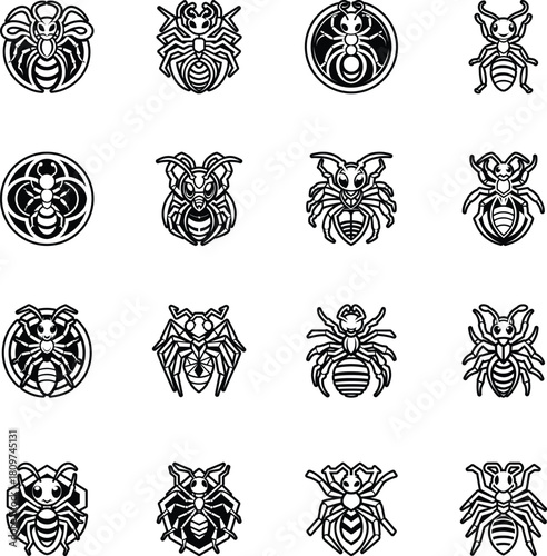 Collection of Glyph Style Ant Logos 

