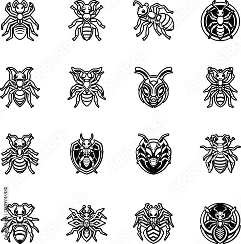 Collection of Glyph Style Ant Logos 

