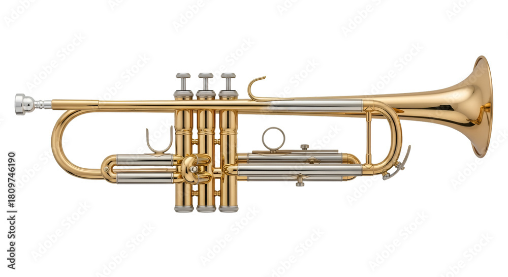 Fototapeta premium Gold and Silver Trumpet Musical Instrument brass instrument