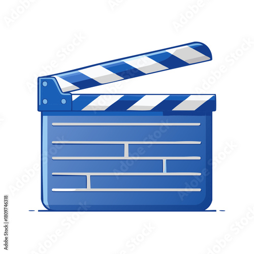 Clapperboard, Movie Making and Film Industry, Digital Illustration of Director Cut Symbol