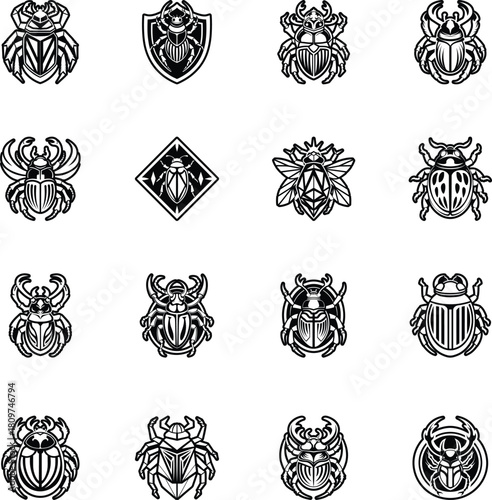 Collection of Glyph Style Bee Logos 

