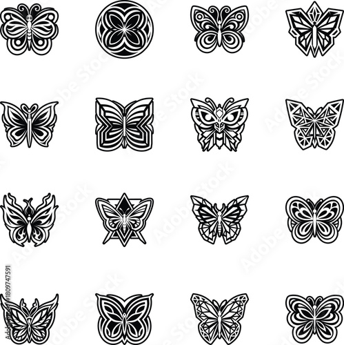Collection of Glyph Style Butterfly Logos

