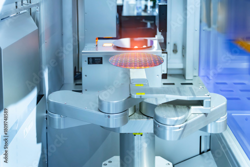 Silicon Wafers and Microcircuits with Automation system control application on automate robot arm