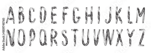 Brush font hand lettering calligraphy alphabet illustration vector. Hand Drawn Doodle Sketchy Alphabet Letters Grunge Design Vector Element Set