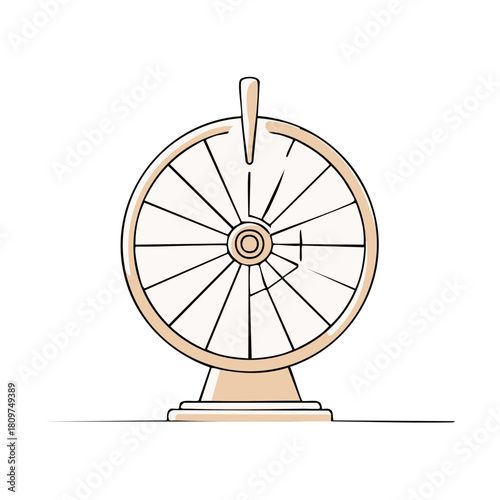 Simple line art illustration of a spinning wheel game representing chance prizes or decision making