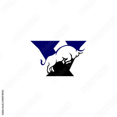 Bull Letter V Logo Vector, Al...