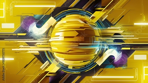 Abstract Cyber Yellow background with bold luminous gradients, high-energy streaks, and smooth flowing shapes creating a futuristic digital aesthetic