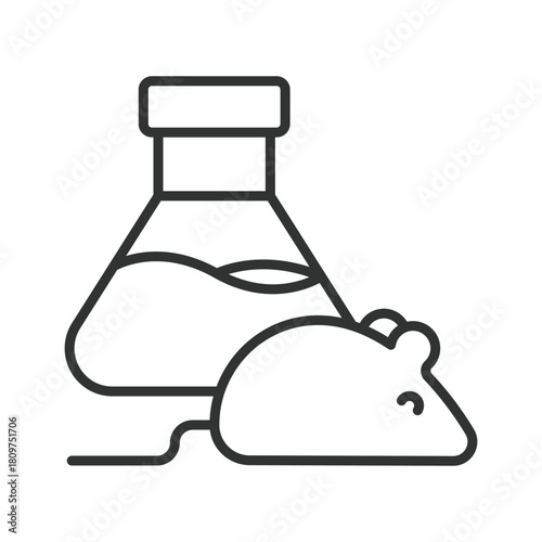 Preclinical test icon in line design. preclinical test, laboratory mouse, animal study, experimental model, substance testing on white background vector. Preclinical test editable stroke icon
