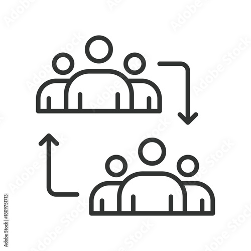 Comparison group icon in line design. comparison group, control group, study arms, participant allocation, random assignment on white background vector. Comparison group editable stroke icon