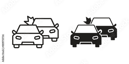 Accident icon in minimal flat, stroke style. suitable for graphic designs