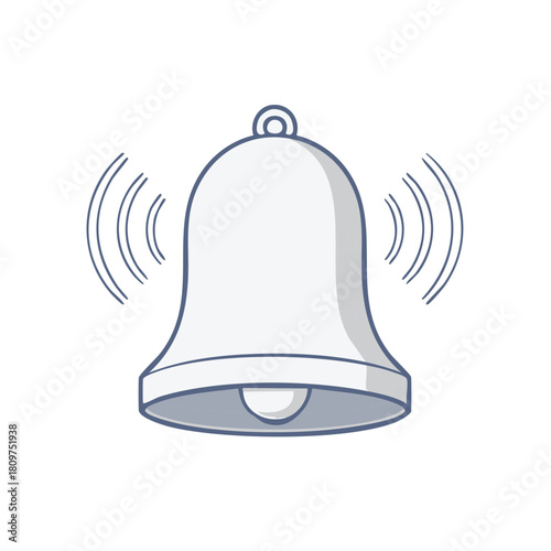 Monochrome illustration of a ringing bell symbol for alerts, notifications, and reminders