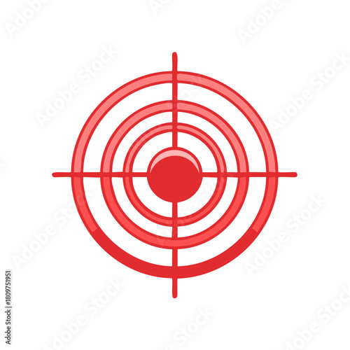 Vibrant red target symbol with concentric circles and crosshairs for aiming