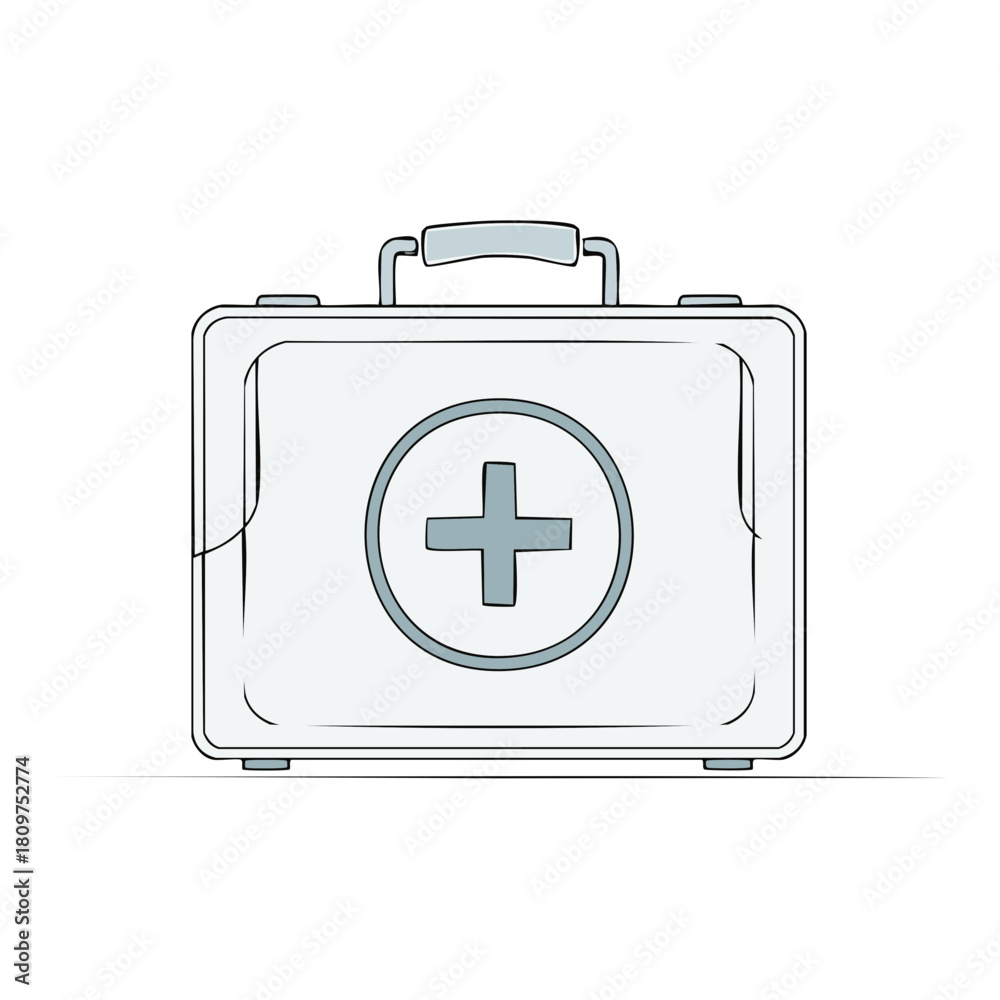 Obraz premium Vector Illustration of a First Aid Kit with a Medical Cross Symbol