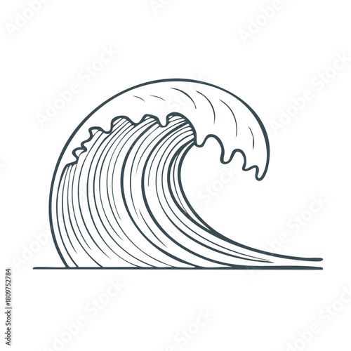 Stylized Ocean Wave Isolated on White Background Graphic Resource