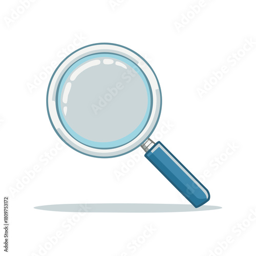 Blue Magnifying Glass Illustration Simple Icon Isolated