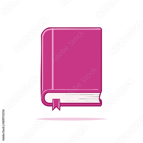 Free Download Vibrant pink book standing upright with a ribbon bookmark minimalist vector illustration - GFXLoad