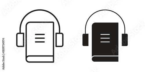 Audiobook icon in minimal flat, stroke style. suitable for graphic designs