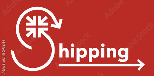 In and out and on the road is the message of this logo or lead art design about shipping. Arrows are featured in this vector illustration.