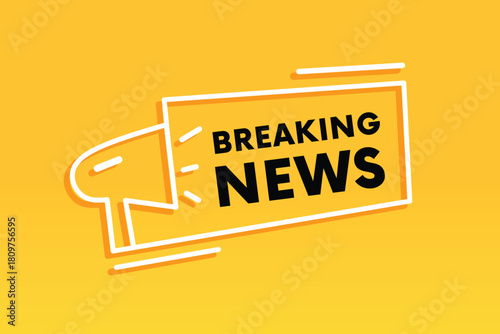 Breaking news news badge vector for banner. Element isolated yellow background. Web or business marketing element.