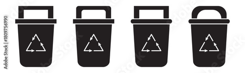Waste Bin icon filled flat sign concept for web design.