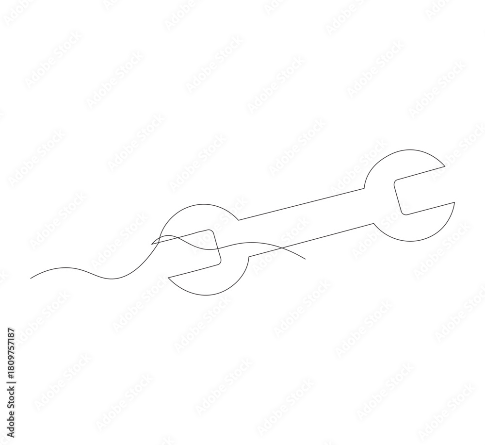 Obraz premium continuous line drawing Wrench on white background. Vector illustration. Flat design for business finance marketing banking advertising concept.