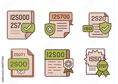 Various certifications including ISO standards represented with icons on a white background