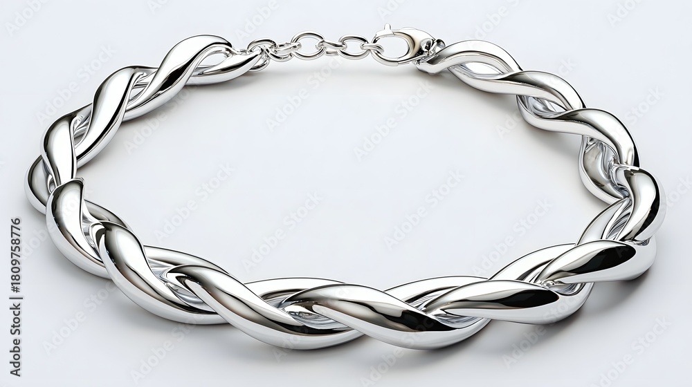 Fototapeta premium Silver bracelet with intertwined chain links
