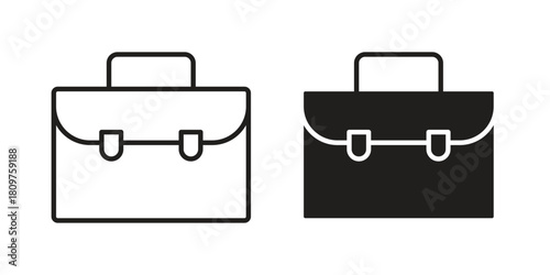 Briefcase icon in minimal flat, stroke style. suitable for graphic designs