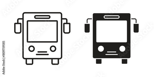 Bus icon in minimal flat, stroke style. suitable for graphic designs