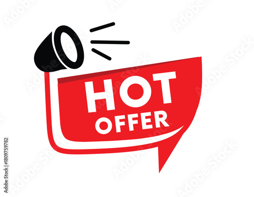 Hot offer, bubble icon for business announcement concept. Vector eps symbol.