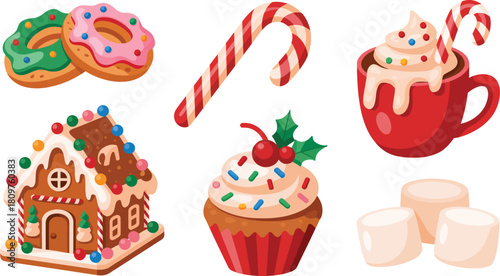 Festive christmas and winter holiday sweets and desserts collection