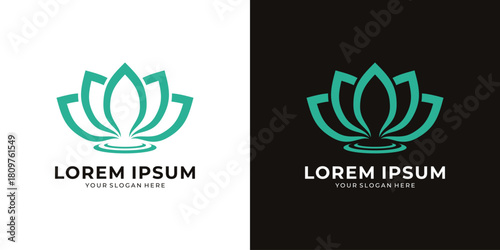 Abstract lotus flower logo icon design template