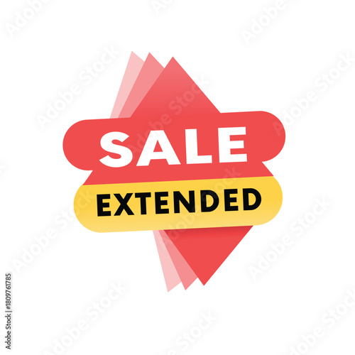 Sale extended banner shape sticker, business company ad. Editable label Graphic shape art vector.