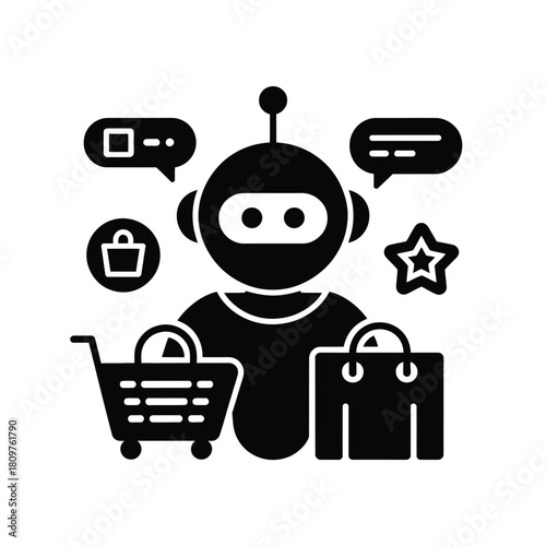 AI Shopping Assistant Black Friday Icon Set