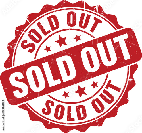 Sold out red grunge stamp design for business and product sales