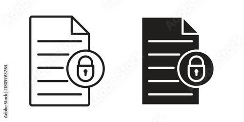 Confidential icon in minimal flat, stroke style. suitable for graphic designs